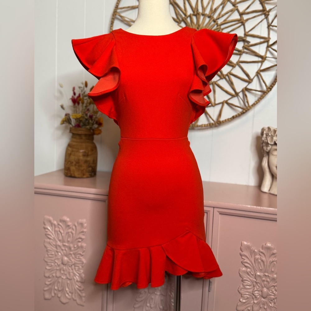 Hello Molly Small Vibrant Red Asymmetrical Dress